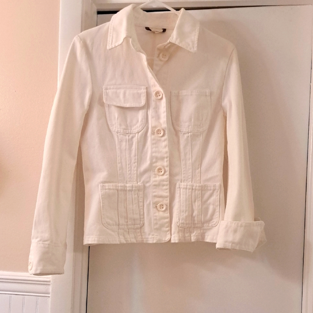 White Denim Fitted Jackey Made In Spain Fits Like A Junior Small  SzS